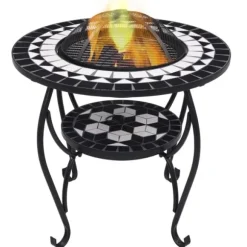 Eldfat med mosaikbord svart och vit 68 cm keramik