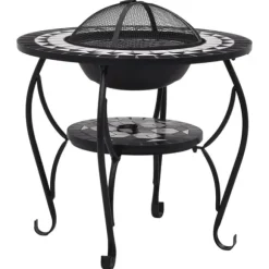 Eldfat med mosaikbord svart och vit 68 cm keramik