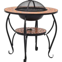 Eldfat med mosaikbord terrakotta 68 cm keramik