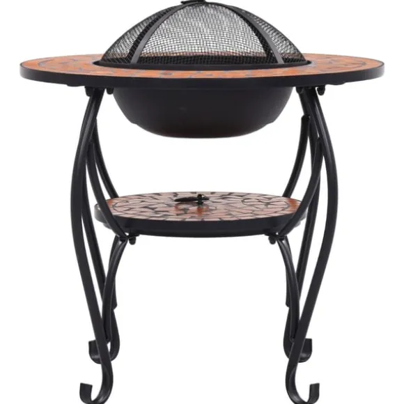 Eldfat med mosaikbord terrakotta 68 cm keramik