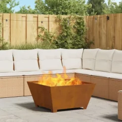 Eldstad Brun 80 x 80 x 40 cm Väderbeständig stål