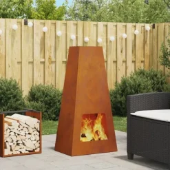 Eldstad Brun 50 x 35 x 100 cm Väderbeständig stål