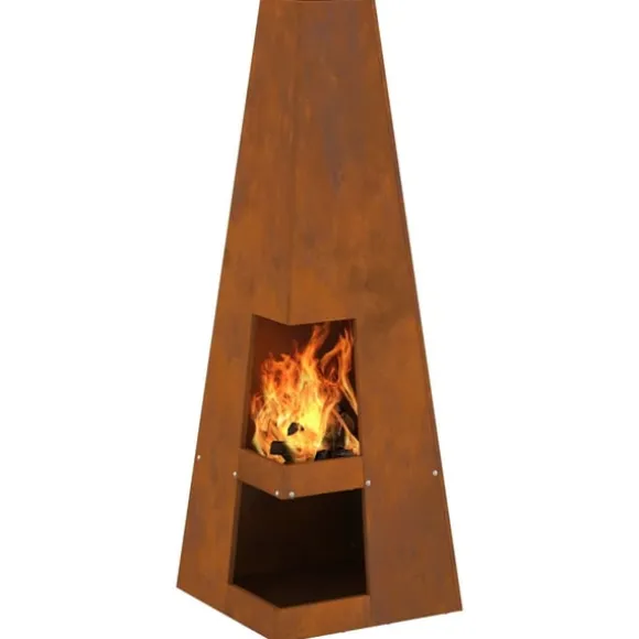Eldstad Brun 35 x 35 x 100 cm Väderstål