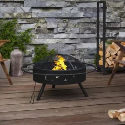 Eldstad med eldgaffel 70 cm XXL stål