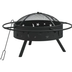 Eldstad med eldgaffel 70 cm XXL stål