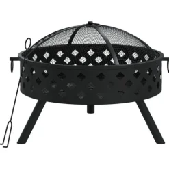 Eldstad med eldgaffel 58 cm XXL stål