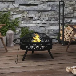 Eldstad med eldgaffel 70 cm XXL stål