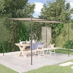 Elegant beige paviljong 3x3 m med stålram och vattentåligt tyg | Färg: Beige | Storlek: 3x3 m