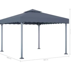 Elegant paviljong i aluminium - Solskydd för utomhusevenemang | Färg: Antracit | Storlek: 300x300 cm
