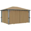 Elegant paviljong med draperier för utomhusbruk | Färg: Taupe | Storlek: 400x300 cm