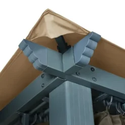 Elegant paviljong med draperier för utomhusbruk | Färg: Taupe | Storlek: 400x300 cm