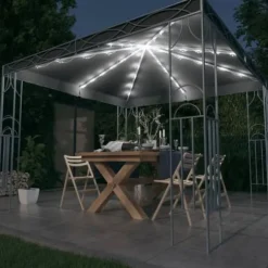 Elegant paviljong med ljusslinga - Solskydd för utomhusevenemang | Färg: Antracit | Storlek: 300x300 cm