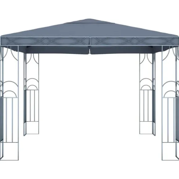 Elegant paviljong med ljusslinga - Solskydd för utomhusevenemang | Färg: Antracit | Storlek: 300x300 cm
