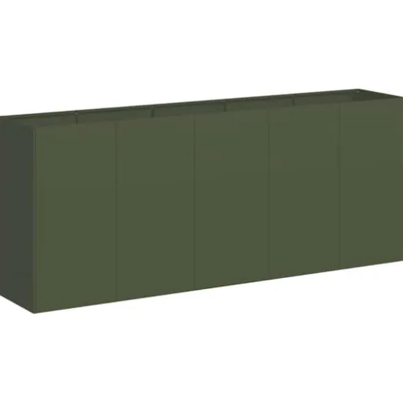 Elegant planteringskärl i olivgrön kallvalsad stål | Storlek: 200x40x80 cm