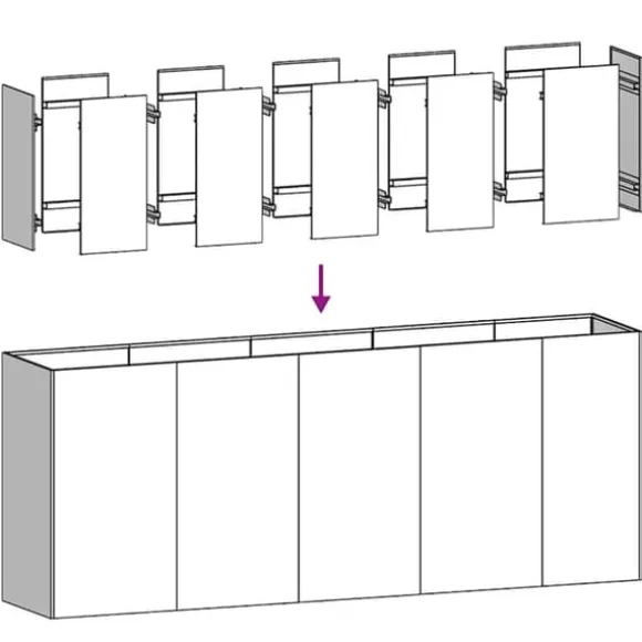 Elegant planteringskärl i olivgrön kallvalsad stål | Storlek: 200x40x80 cm