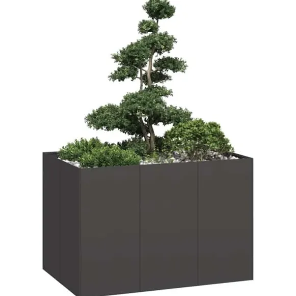 Elegant planteringskärl i kallvalsat stål | 120x80x80 cm | Färg: Svart