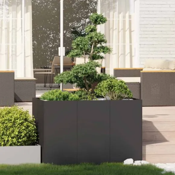 Elegant planteringskärl i kallvalsat stål | 120x80x80 cm | Färg: Svart
