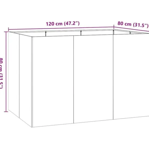 Elegant planteringskärl i kallvalsat stål | 120x80x80 cm | Färg: Svart