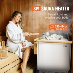 Elektrisk Bastuvärmare 8KW, Inbyggd kontroll, Rostfritt stål, lämplig för 8-12 m³HomeSpa