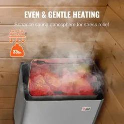 Elektrisk Bastuvärmare 8KW, Inbyggd kontroll, Rostfritt stål, lämplig för 8-12 m³HomeSpa