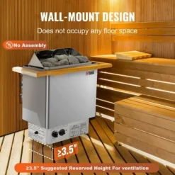 Elektrisk Bastuvärmare 8KW, Inbyggd kontroll, Rostfritt stål, lämplig för 8-12 m³HomeSpa