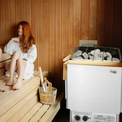 Elektrisk Bastuvärmare 8KW, Inbyggd kontroll, Rostfritt stål, lämplig för 8-12 m³HomeSpa