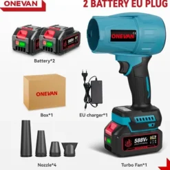 Elektrisk Blåsare, 300000RPM Motor, 350M/S Luftflöde,2 Batteriuppsättning