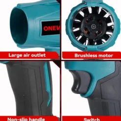 Elektrisk Borstlös blåsare, sladdlös blåsare Snöslunga,28000 rpm, 576 km/h , med 2 batterier