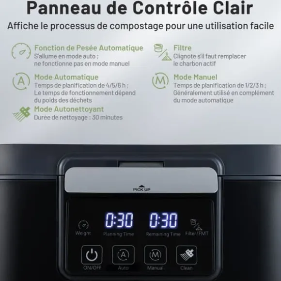 Elektrisk kompostbehållare, 33,5x26x34 cm, Svart