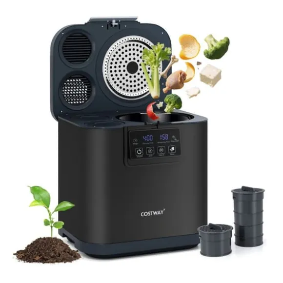 Elektrisk kompostbehållare, 33,5x26x34 cm, Svart