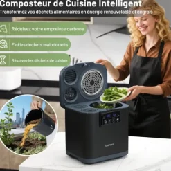 Elektrisk kompostbehållare, 33,5x26x34 cm, Svart