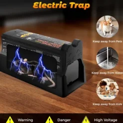 Elektrisk Musfälla, Högspänningsteknik, Kontaktlös Borttagning,svart