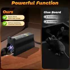 Elektrisk Råttfälla, 7000V Hög Spänning, Kontaktlös Kadaveravfallshantering, Hållbar Plastkonstruktion, Inomhusbruk, Dubbel Strömläge