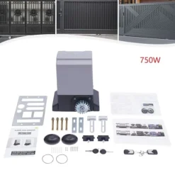 Elektrisk skjutgrindsöppnare, 750 W motorsats, automatisk, tyst gång, fjärrkontroll ingår