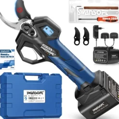 Elektriska Beskärningssaxar, Borstlös Motor, Lång Batteritid,Blå, två batterier-a