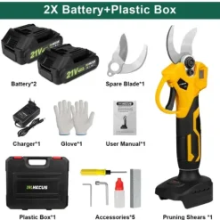 Elektriska Beskärningssaxar, Borstlös Motor, Blad av Höglegerat Stål,2 BatteriPlastlåda