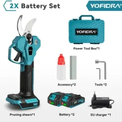 Elektriska Beskärningssaxar, Borstlös Motor, Ergonomisk Design,2xBatteri Set, EU