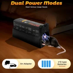 Elektronisk mus- och råttfälla, 220V, återanvändbar, för hem och trädgård, svart