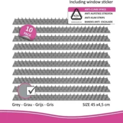 ELRO ACS77-10 Antiklättringsspikar för väggar och staket - Grå - Paket om 10
