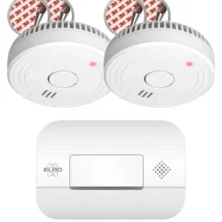 ELRO FF1840 Brandskyddssats - 2x rökdetektorer med magnetfäste - 5 batterier - & kolmonoxiddetektor