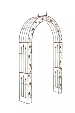 Emma Rose Arch - Antique Brown Powder-Coated Metal Garden Trellis for Climbing Plants, Handmade, 247.5cm