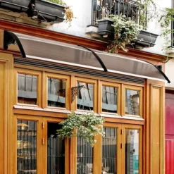 Entrétak 75×195×23 cm – polykarbonat, sol- & regnskydd, brunt