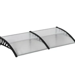 Entrétak 200×96×27 cm med UV-skydd – aluminium, svart