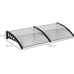 Entrétak 200×96×27 cm med UV-skydd – aluminium, svart