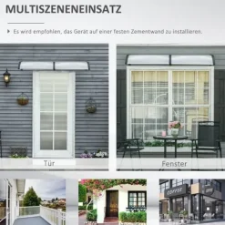 Entrétak 200×96×27 cm med UV-skydd – aluminium, svart