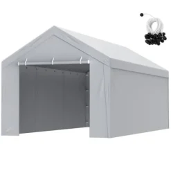 Ersättande carport markis duk-VEVOR-6,1x3 m, sidovägg garage presenning, vattentät och UV-skyddad, grå