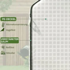 Ersättningsfolie PE 140x73x190 cm, UV-skydd, rullport & sidofönster – för växthus/tomathus, vit