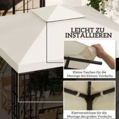 Ersättningspaviljongtak, 3x3m, Kräm Vit