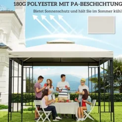 Ersättningspaviljongtak, 3x3m, Kräm Vit