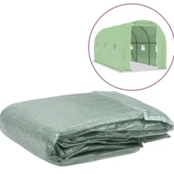 Ersättningsskydd för växthus - Grön - 200x450x200 cm - 6 fönster - 1 dörr - PE